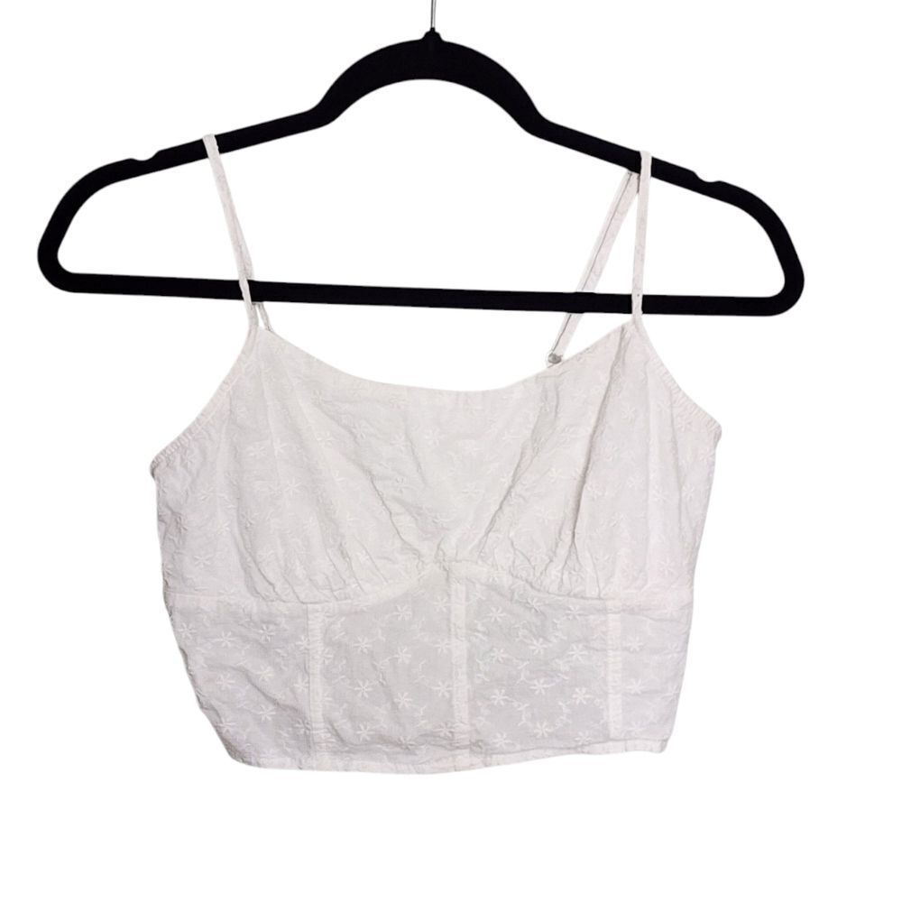 Y2K Top White Embroidered Babydoll Crop Cami Festival Cottagecore Western S